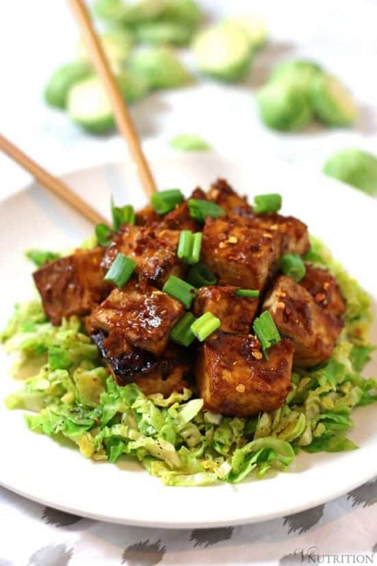 Asian Baked Tofu with Shaved Brussels Sprouts Vegan Tofu Recipe