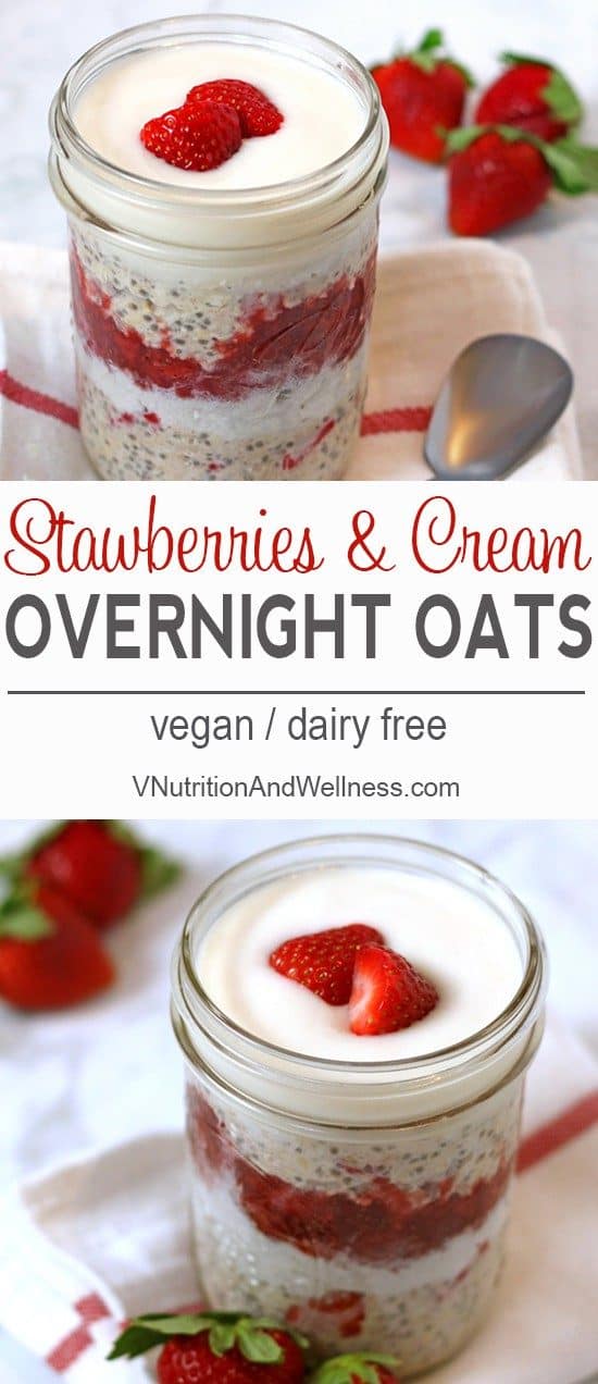 Strawberries and Cream Overnight Oats Vegan Strawberry Overnight Oat