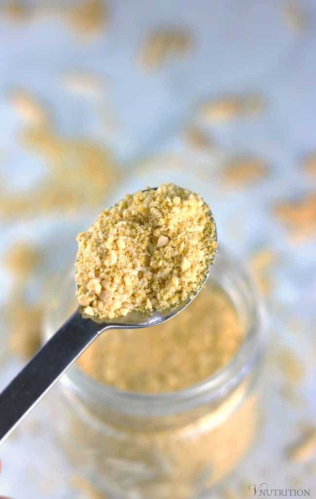 vegan parmesan on a spoon