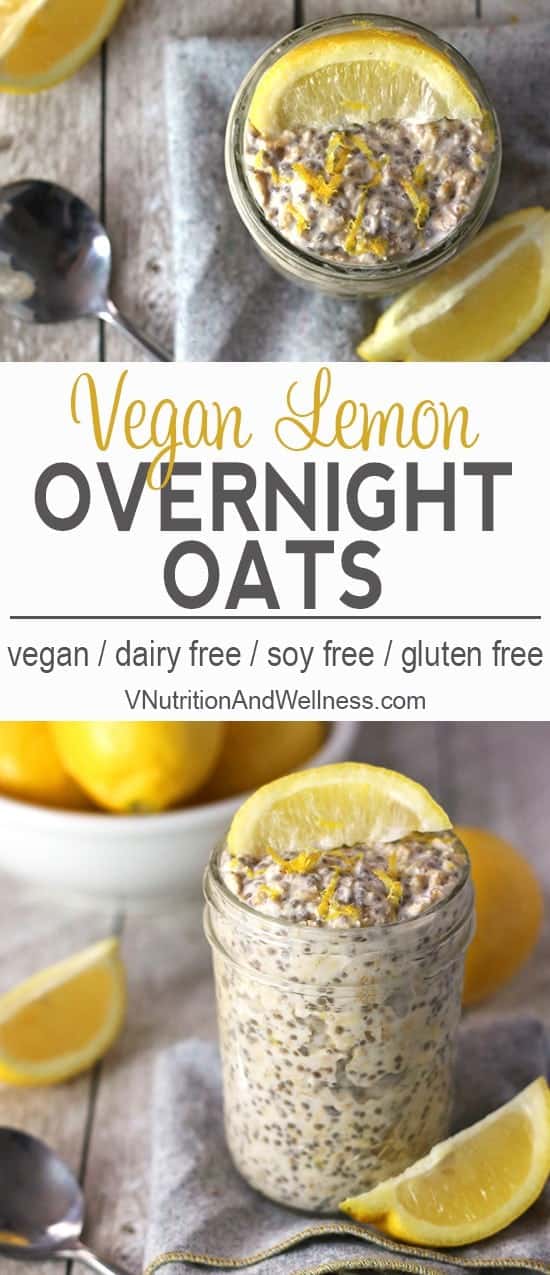Lemon Overnight Oats | These lemon overnight oats are a refreshing take on breakfast. Tart and sweet, these are perfect for sunny weather (or to brighten your day when you wish it was sunny)! vegan overnight oat recipe, vegan, gluten-free, dairy-free breakfast