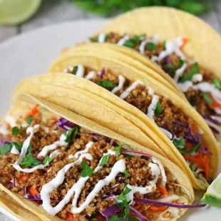 three walnut Tacos with limes and cilantro