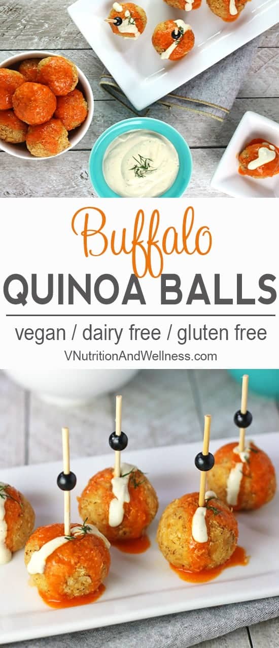 Buffalo Quinoa Balls | These Buffalo Quinoa Balls are a nice way to get that Buffalo sauce fix without meat! vegan, vegan buffalo sauce, buffalo sauce recipe