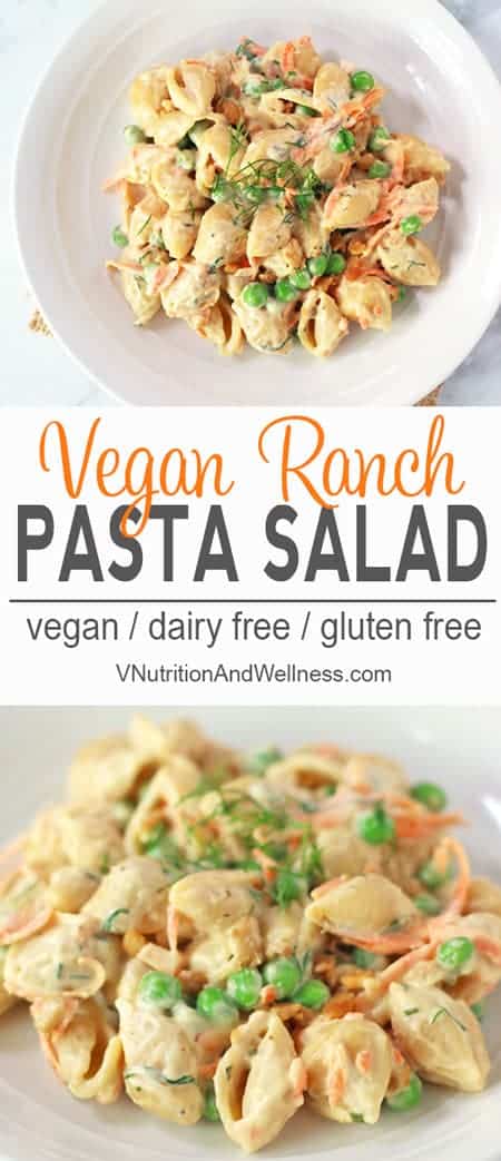 Vegan Ranch Pasta Salad | Easy to make and much healthier than those boxed pasta salads, my tasty Ranch Pasta Salad would be perfect for BBQs, potlucks or parties! Click to read more or repin to save for later!