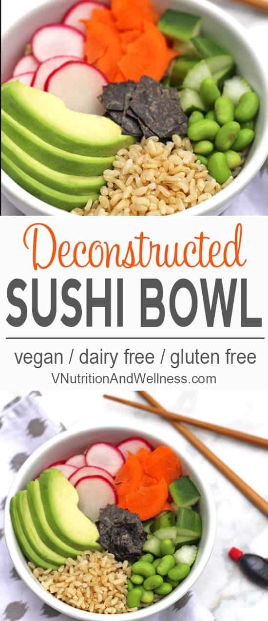 A Deconstructed Sushi Bowl is perfect when you want sushi but don't feel like ordering takeout or making some yourself. Add any veggies you like to make this bowl your own!