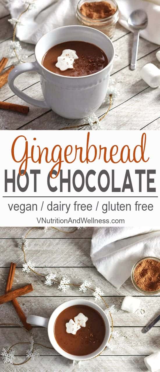 This vegan Gingerbread Hot Chocolate is full of Christmas spice. It's the is the perfect warming drink for the holidays!