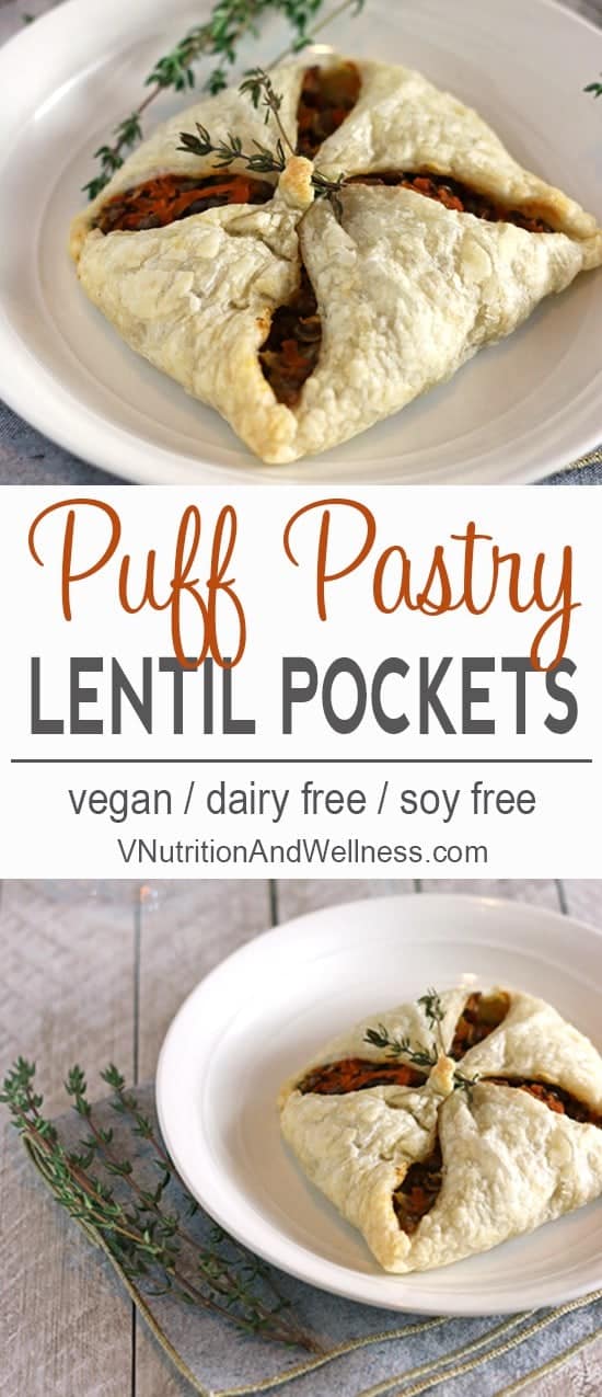 Lentil Puff Pastry Pockets | These Lentil Puff Pastry Pockets are perfect for the holidays and can be the meatless centerpiece to any meal!
