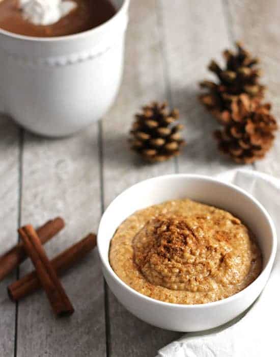 vegan snickerdoodle cookie dip in a white bowl