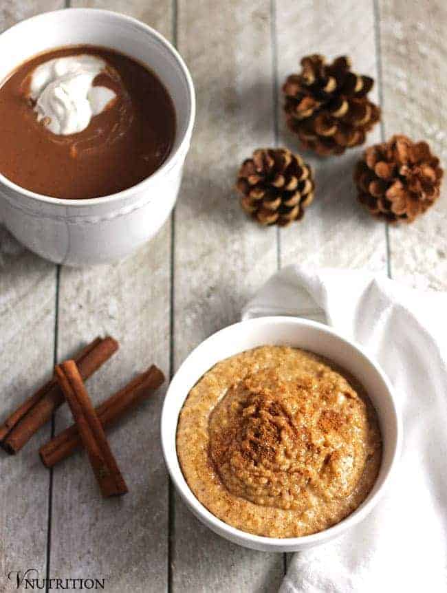 Snickerdoodle Cookie Dough Dip with hot cocoa.