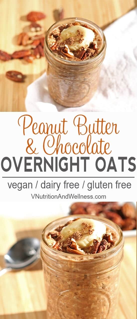 Peanut Butter Chocolate Overnight Oats  the perfect dessert for breakfast!