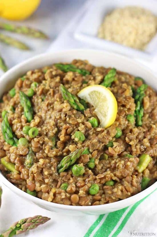 One-Pot Lentil Quinoa with Asparagus and Peas | Vegan One-Pot Quinoa Recipe