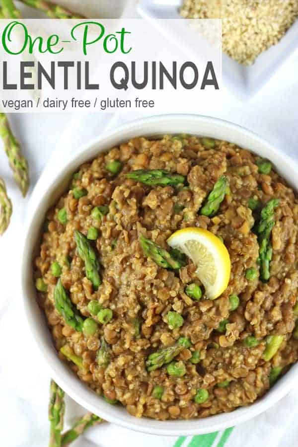 One-Pot Lentil Quinoa with Asparagus and Peas | Vegan One-Pot Quinoa Recipe