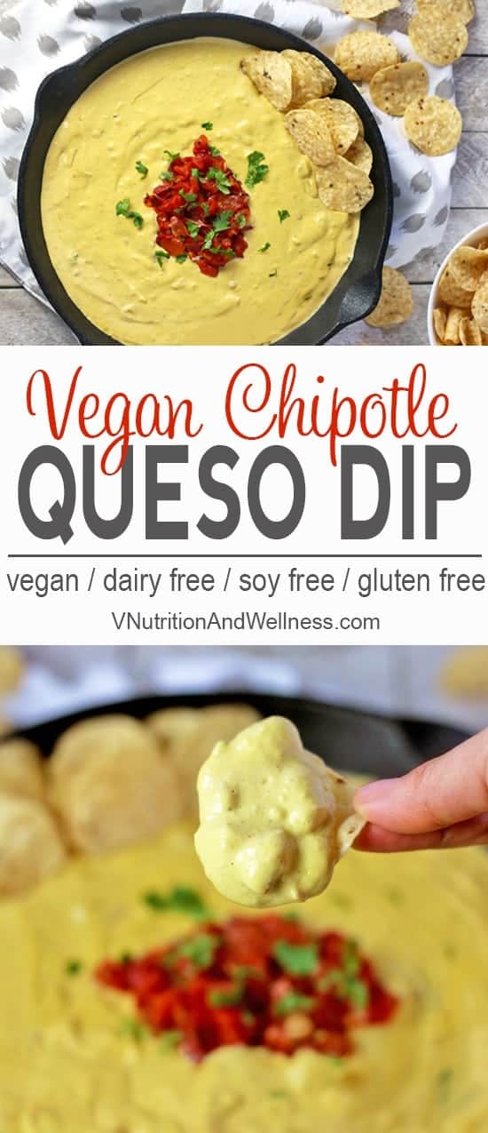 Vegan Chipotle Queso | This amazing Vegan Chipotle Queso will satisfy any cheesy craving. It's made with cashews and tastes just like the queso dip at Mexican restaurants but it's dairy-free! vegan queso recipe, dairy-free, gluten-free, queso dip