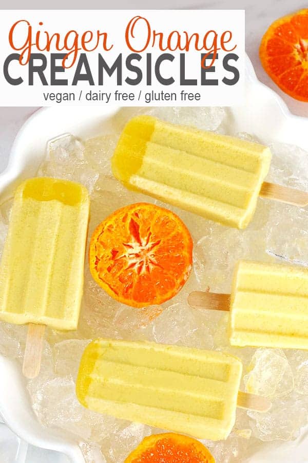 Ginger Orange Creamsicle Pop | These Ginger Orange Creamsicle Pops are the perfect easy and healthy summer treat! Similar to store-bought creamsicles, these dairy-free pops are full of creamy orange goodness with an elevated taste from the ginger. They're a tasty summer dessert without the guilt! #ad #veganicecream #veaganicecreampop #vegancreamsicle
