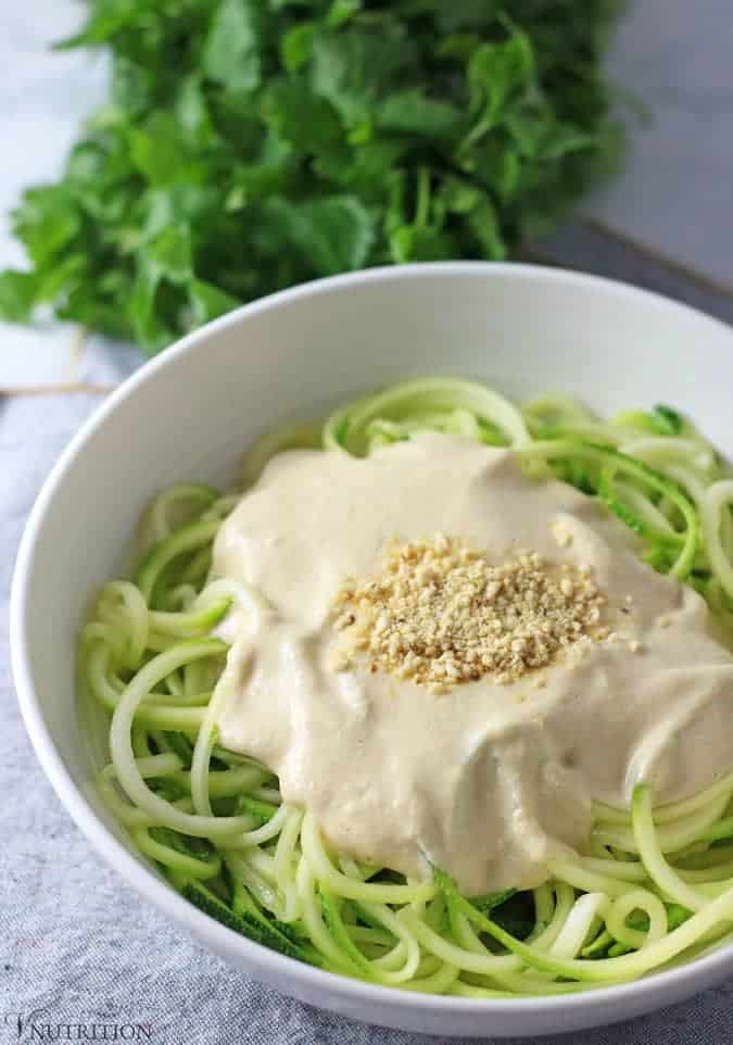 Vegan Zucchini Noodles Recipe with Alfredo Sauce