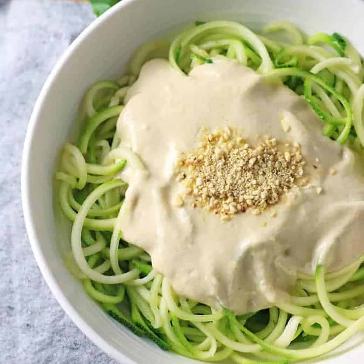 Vegan Zucchini Noodles Recipe with Alfredo Sauce