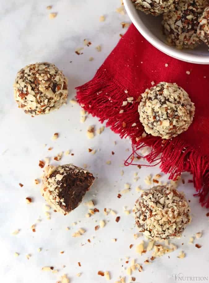 overhead shot of Chocolate Cherry Protein Balls