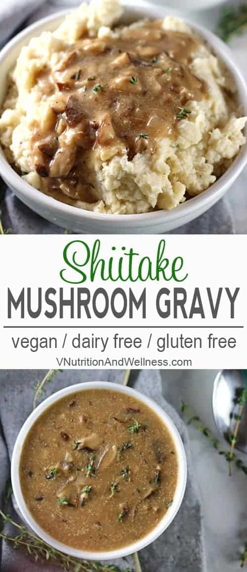 Shiitake Mushroom Gravy | Pour on the gravy! This Shiitake Mushroom Gravy is full of flavor and is perfect for your holiday table. It's easy to make, comforting and delicious!