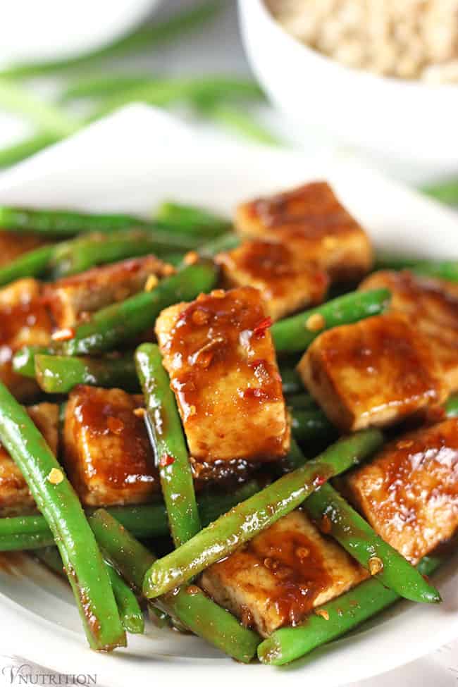 close up Tofu Green Bean Stir Fry