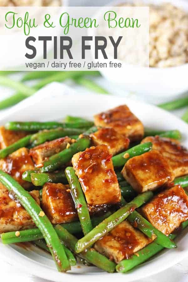 Tofu Green Bean Stir Fry | This Tofu Green Bean Stir Fry is easy to make, healthy, and delicious. It's vegan, gluten-free, and doesn't contain MSG like you'd get from many local takeout places. Have the takeout without the guilt! gluten-free, dairy-free, vegan recipe, vegetarian, tofu stir fry, vegan stir fry #tofugreenbeanstirfry #tofustirfry #takeouttofu