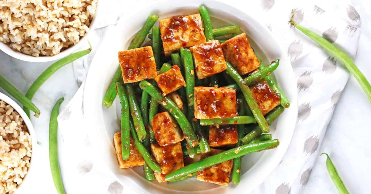 Tofu Green Bean Stir Fry via VNutrition