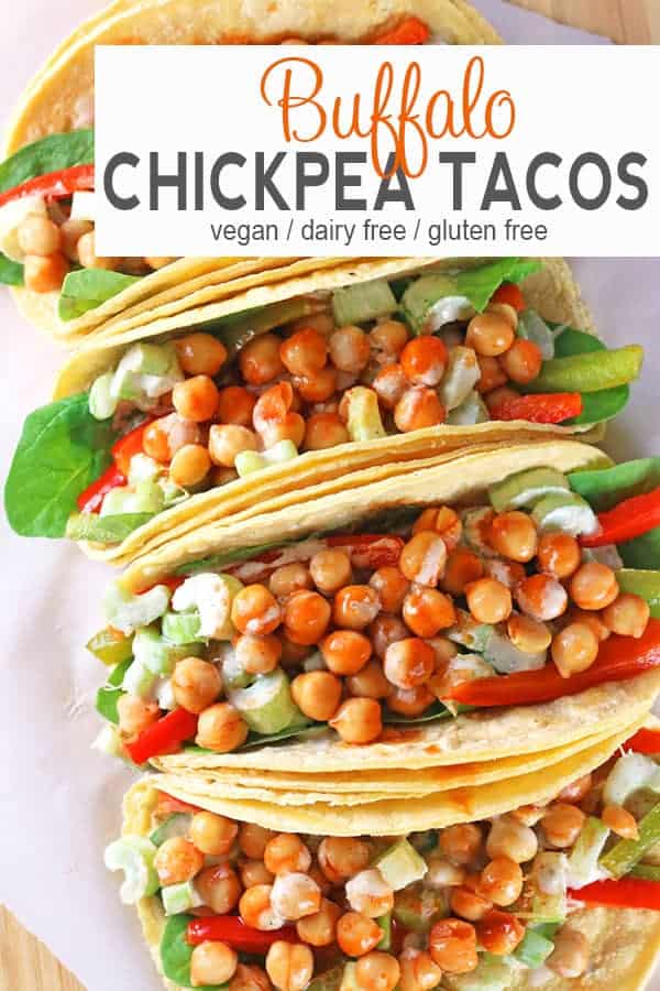 Buffalo Chickpea Tacos | These Buffalo Chickpea Tacos are healthy, delicious, and easy to make. They have just the right amount of hot sauce