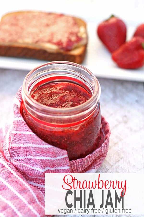 Easy Strawberry Chia Jam | This vegan strawberry chia jam is a sweet and healthy addition to recipes. It's so easy and can be made in about 15 minutes. This recipe contains no processed sugar (only maple syrup) so it's a tasty addition to any breakfast. #strawberrychiajam #veganstrawberrychiajam #veganstrawberrychiajamrecipe #strawberrychiajamrecipe #healthystrawberrychiajam #glutenfreestrawberrychiajam
