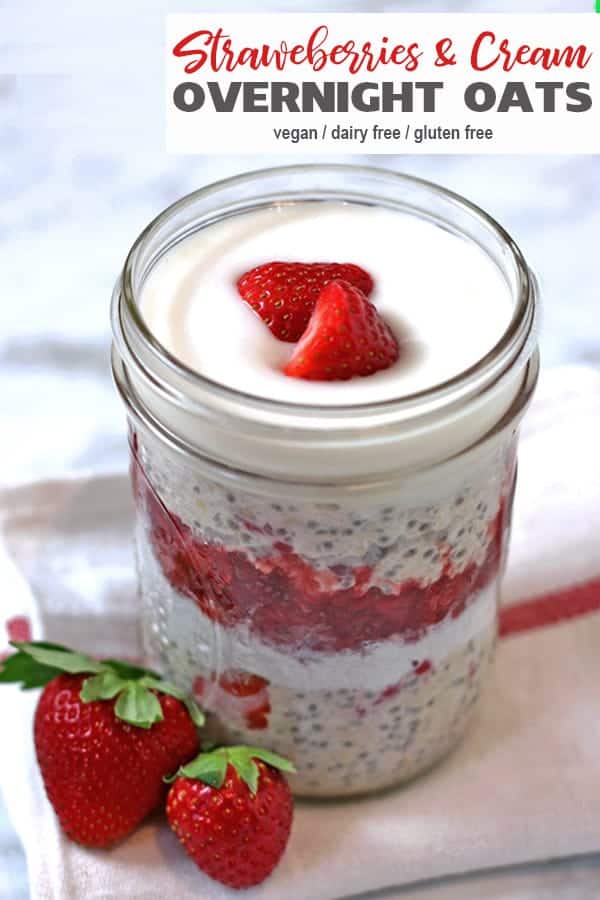 Vegan Strawberries and Cream Overnight Oats