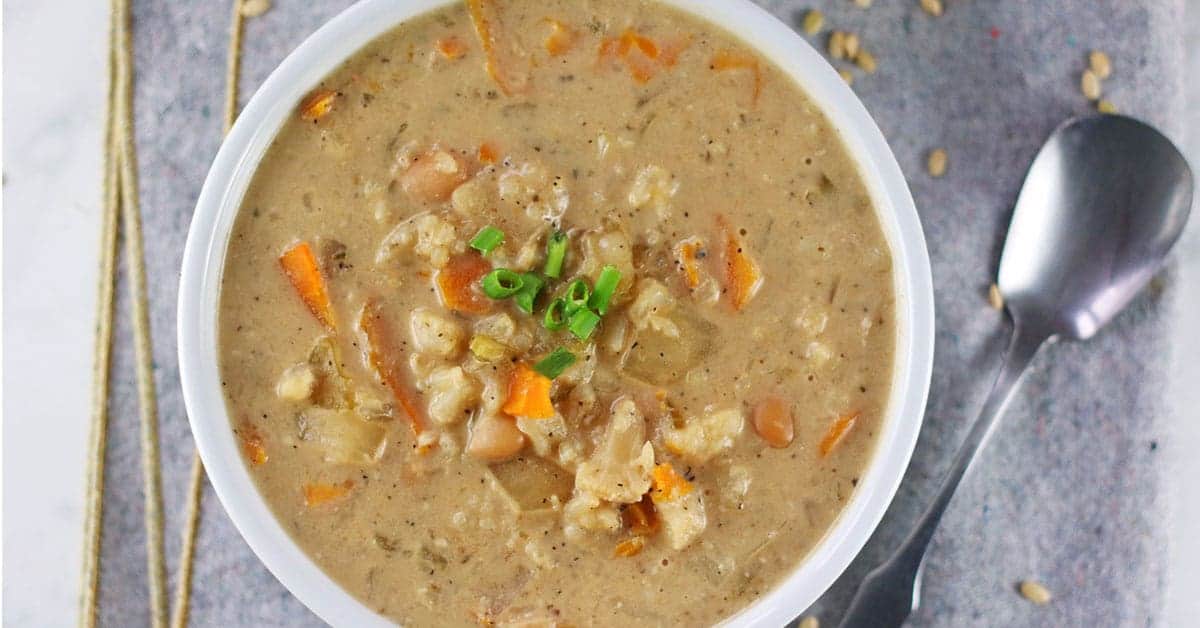 Creamy Vegan Instant Pot Brown Rice & Vegetable Soup