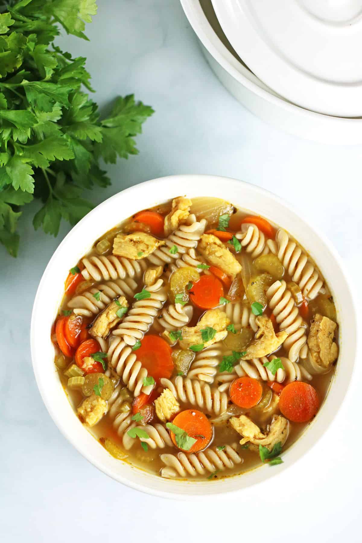 Vegan chicken noodle soup recipe