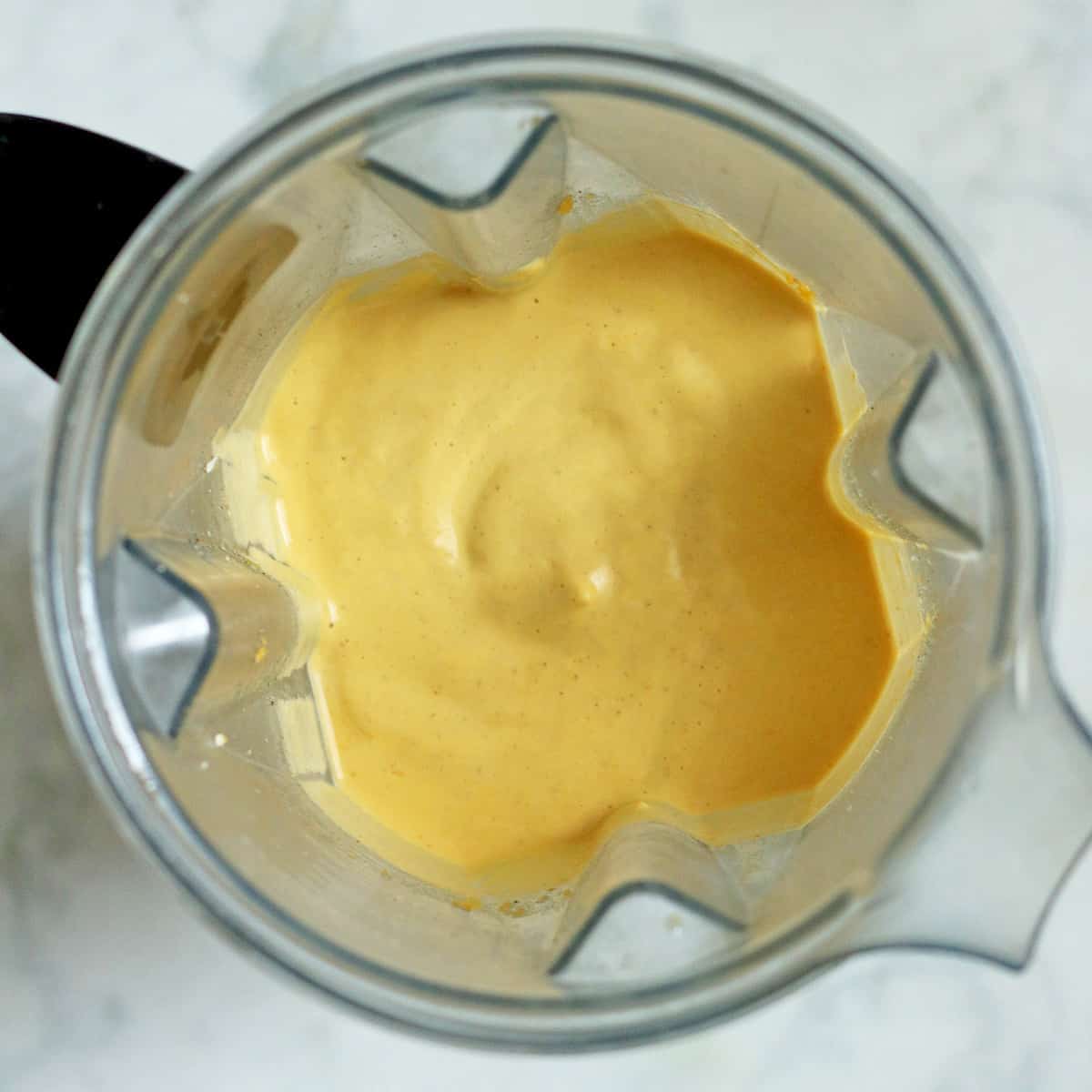 vegan butternut squash cheese sauce blended in blender.