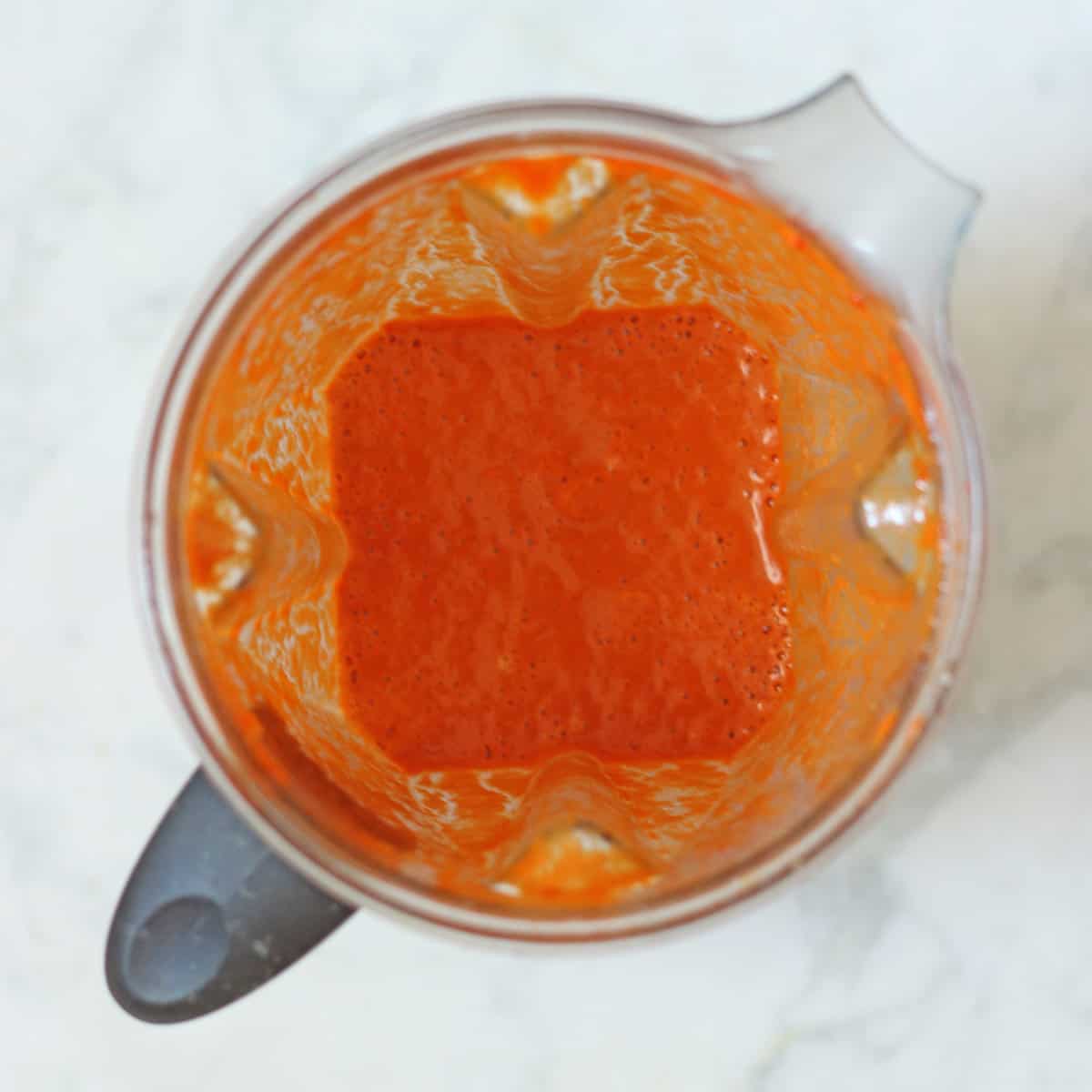 blended roasted red pepper sauce in blender.