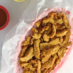 vegan chicken strips in a basket