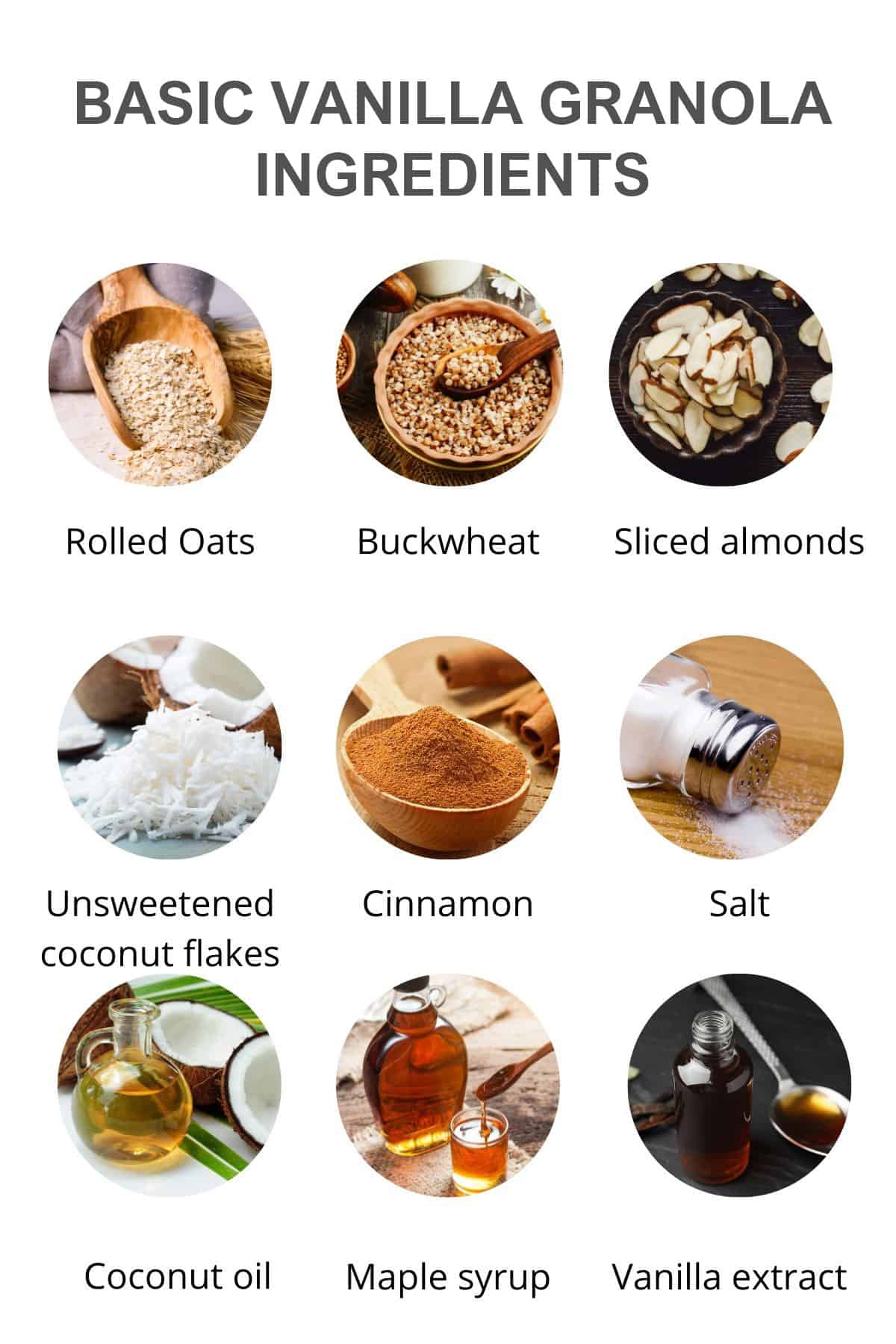 vegan vanilla granola ingredients