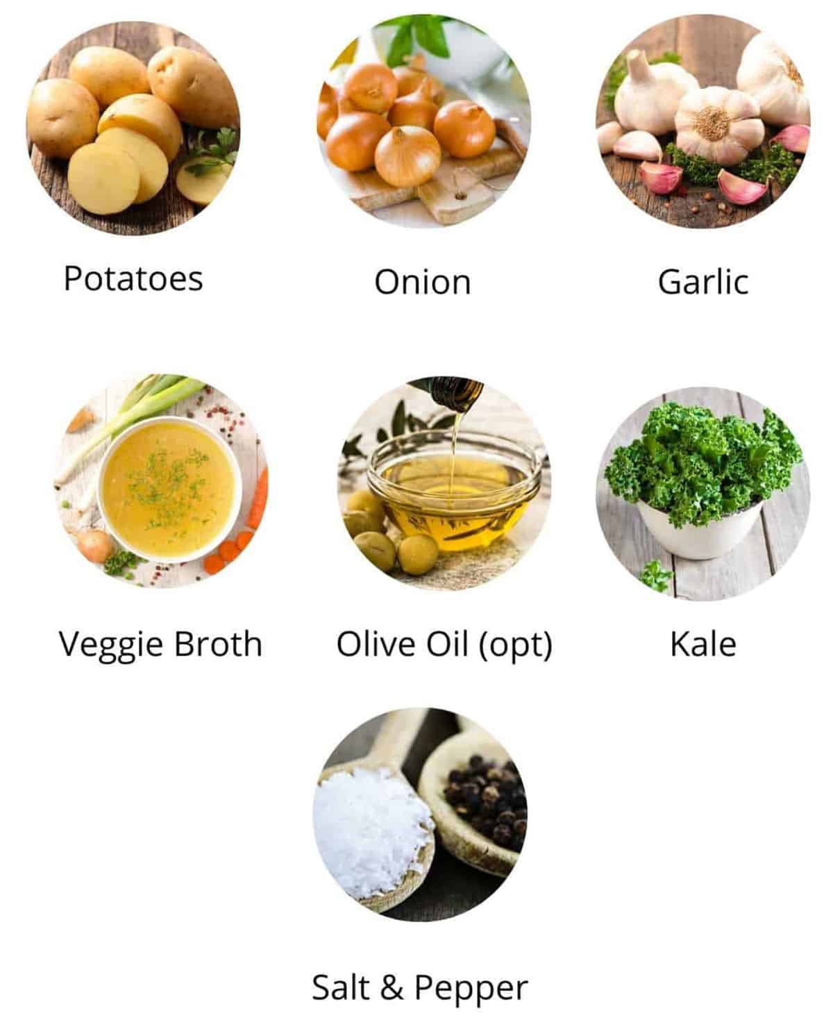 vegan potato leek soup ingredients.