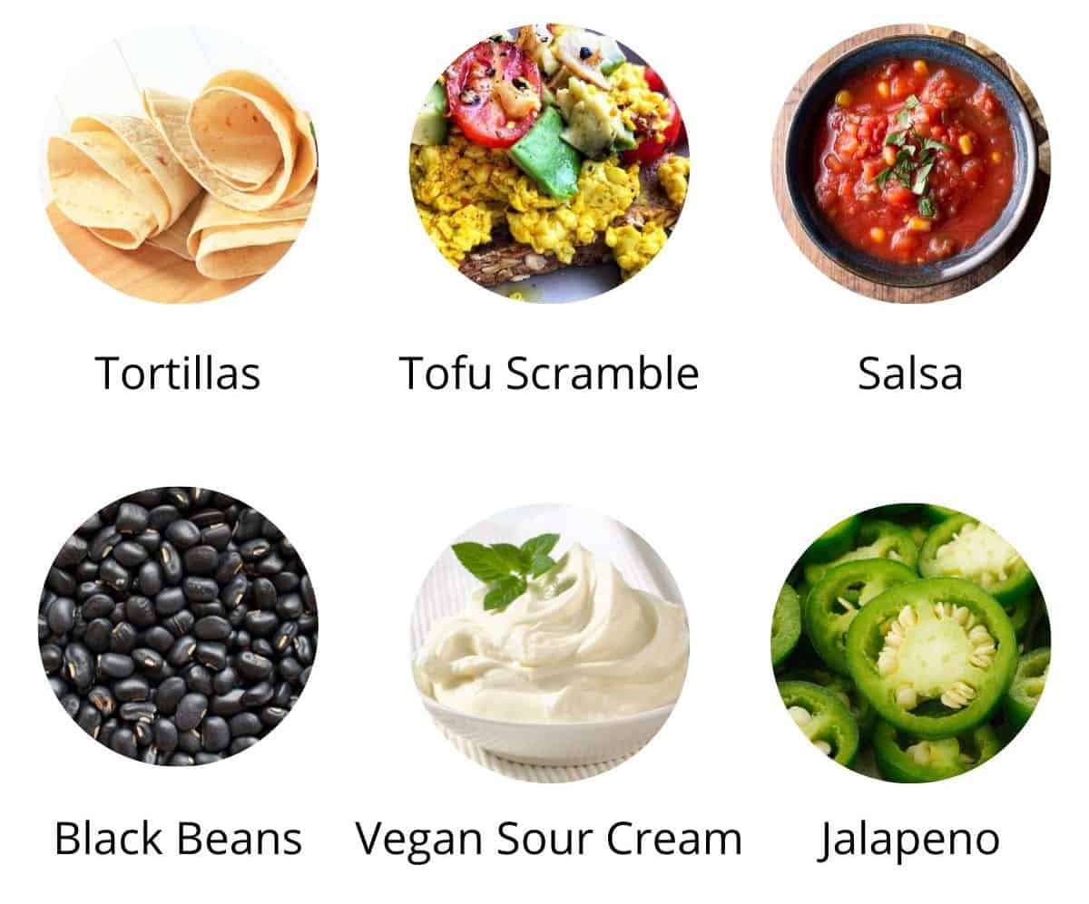 vegan breakfast taco ingredients.