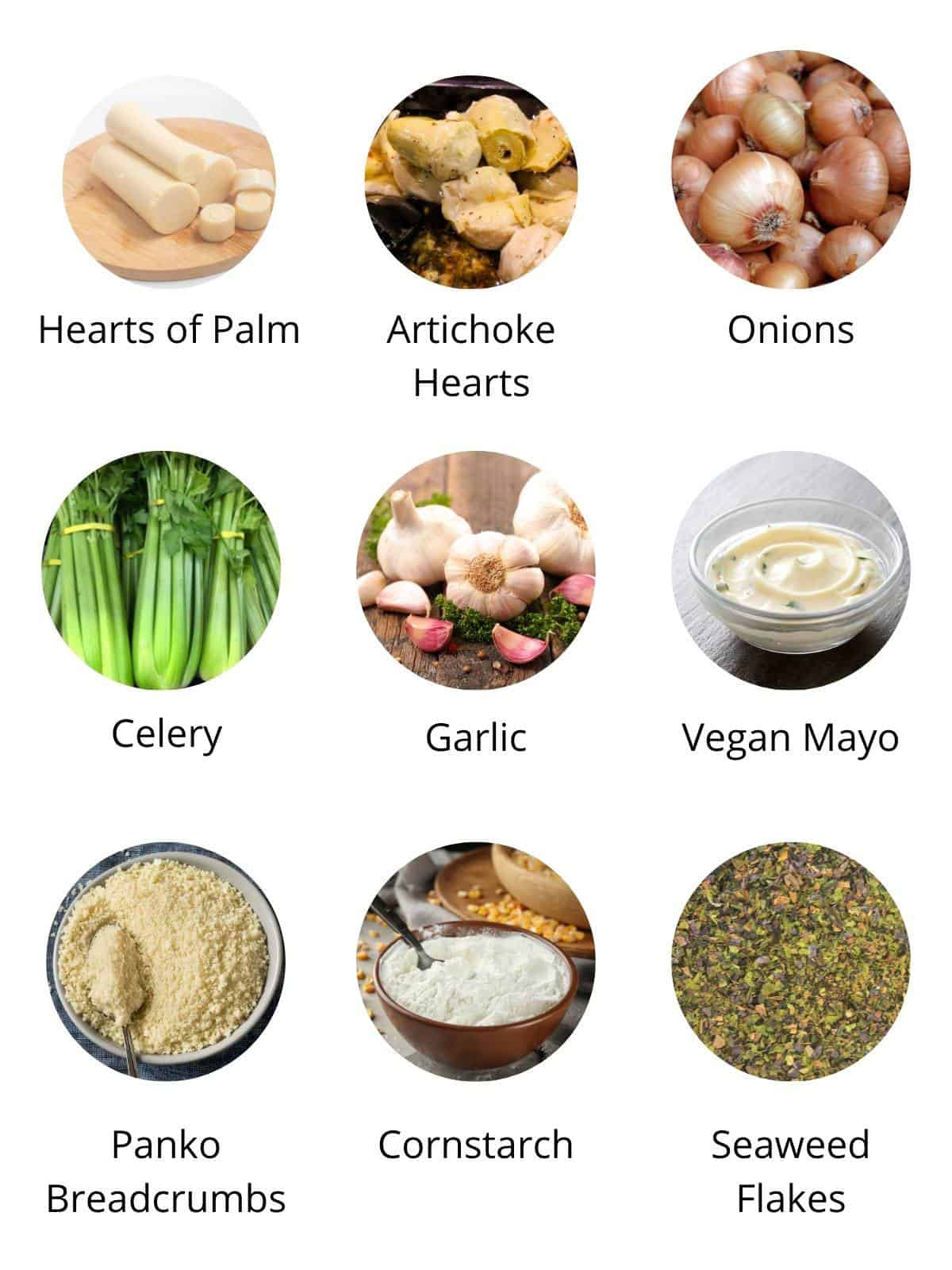 vegan crab cake ingredients.