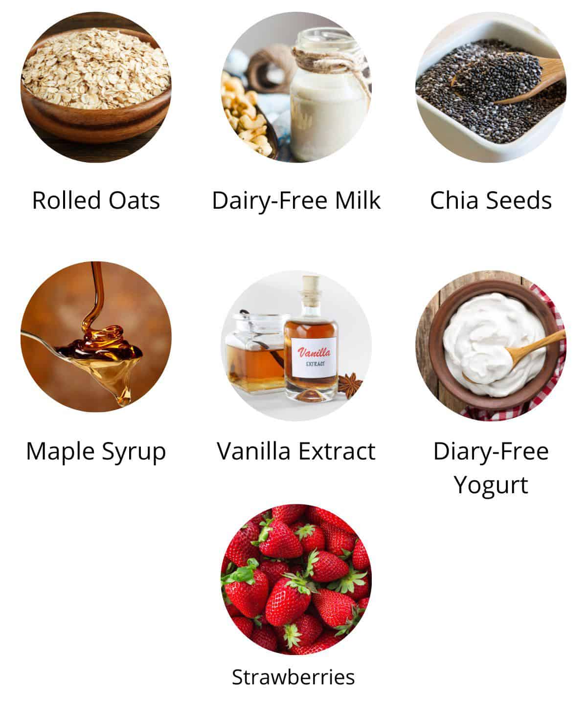 strawberry overnight oats ingredients.