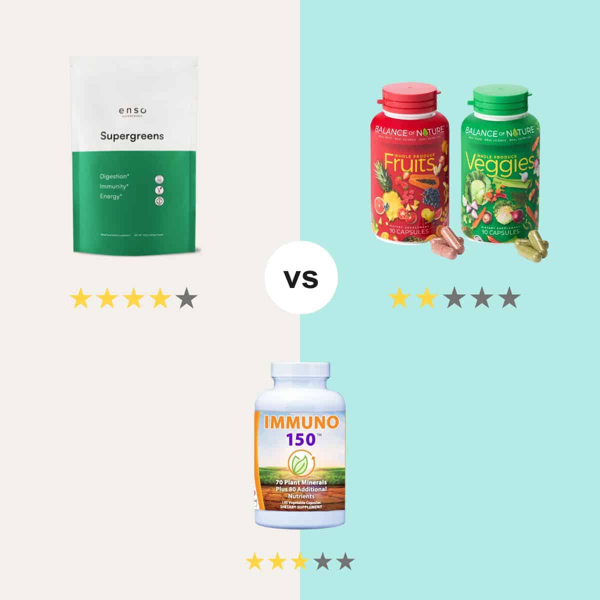 Balance Of Nature Vs Other Brands Immuno 150 vs Balance of Nature vs Ensō Supergreens: Which is Best?