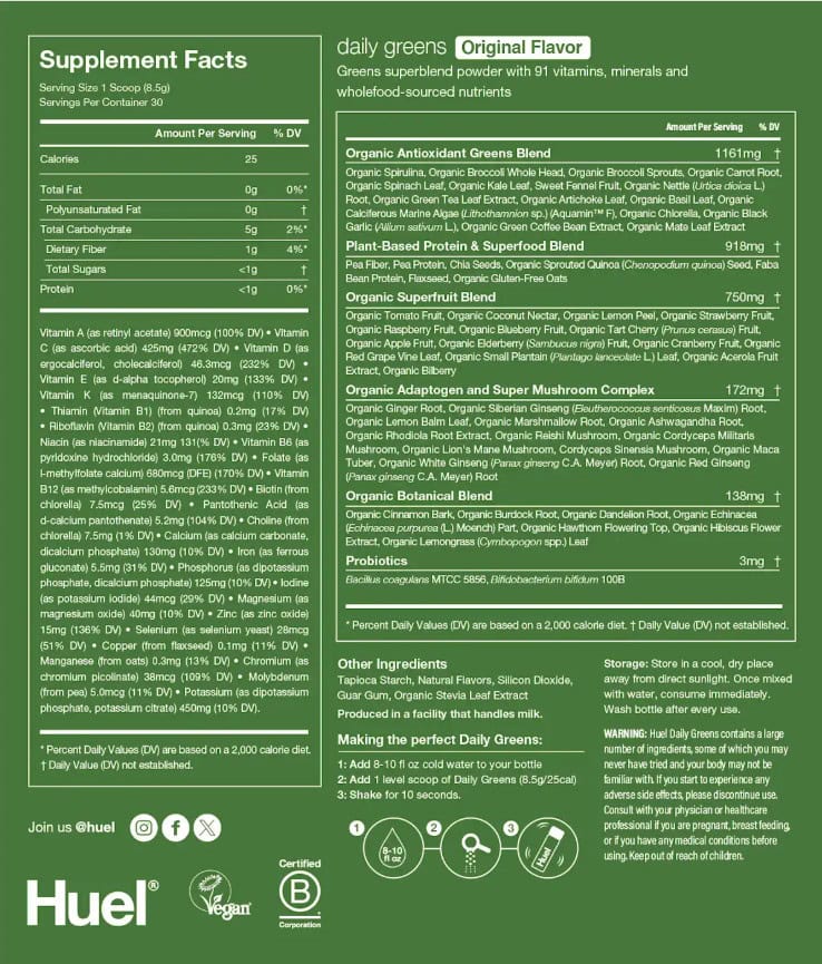 Huel Supplement Facts